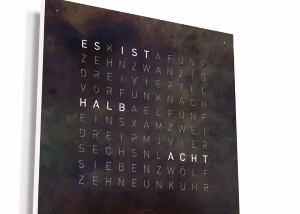 Tafel mit Zeit in Worten